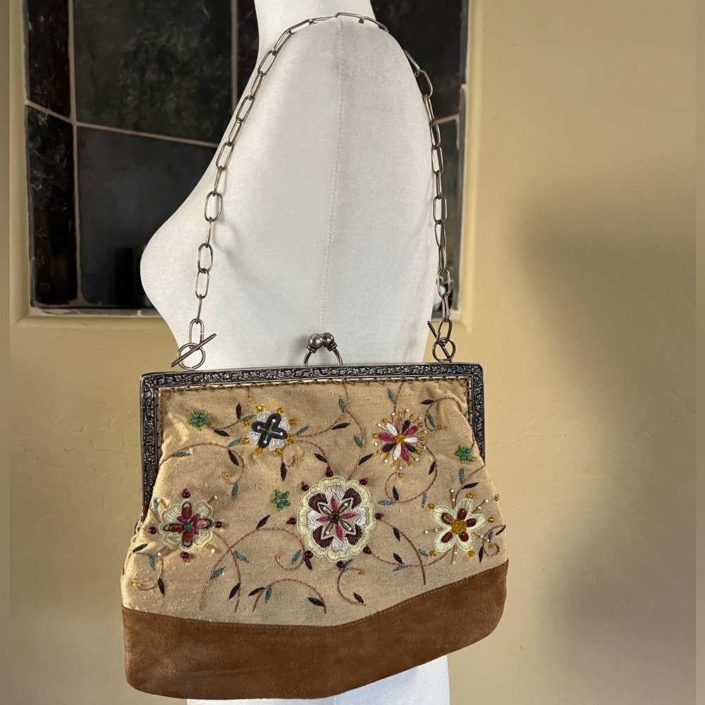Aimee Capobianco Vintage Floral Embroidered Beaded Bag